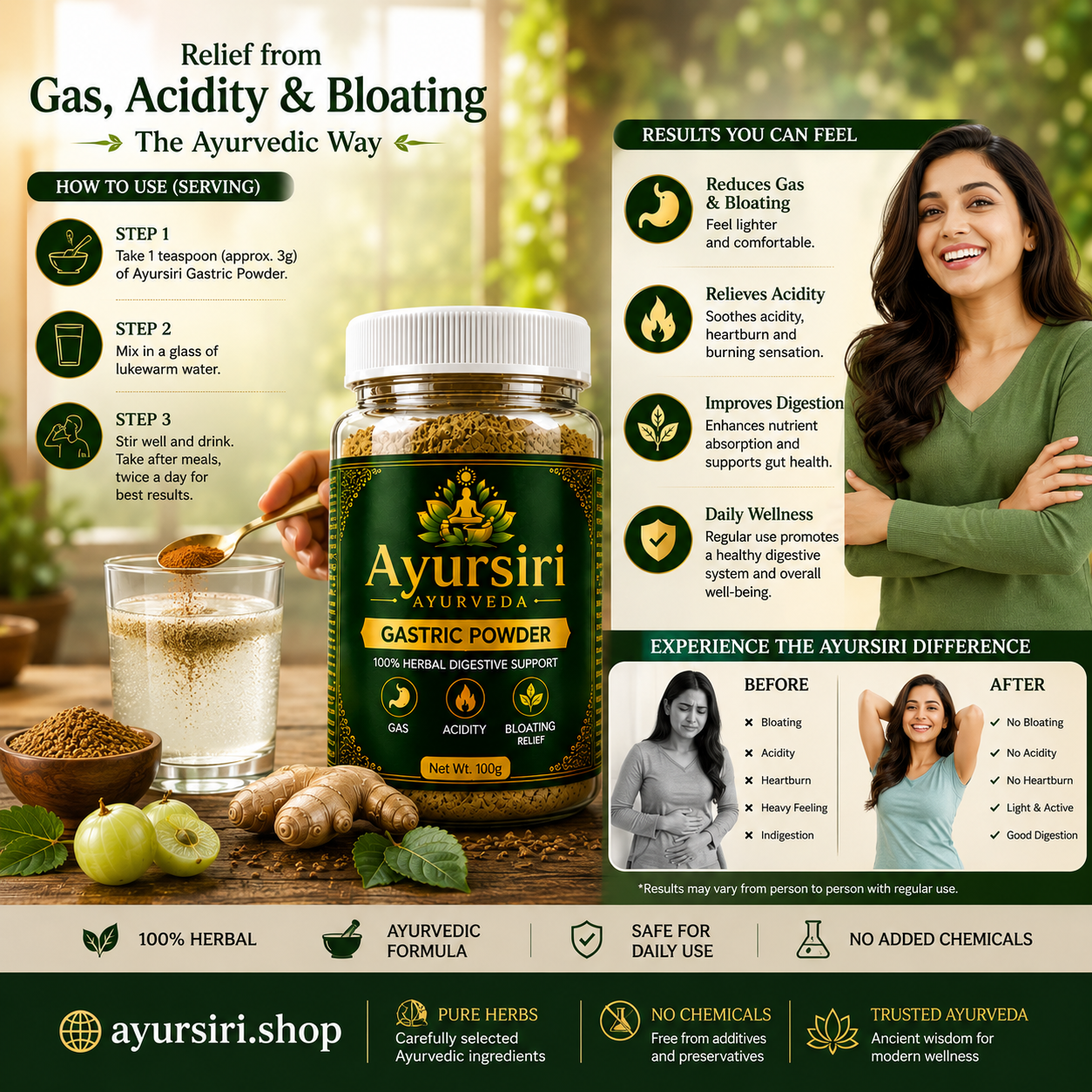 AYURSIRI GASTRIC POWDER 20DAYS CHALLENGE