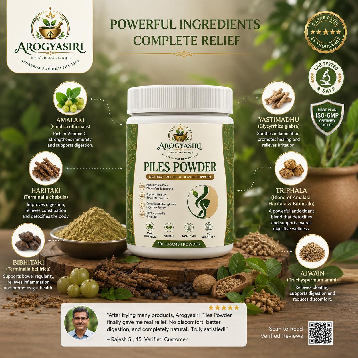 AYURSIRI® PILES RELIEF POWDER-30 DAYS CHALLENGE