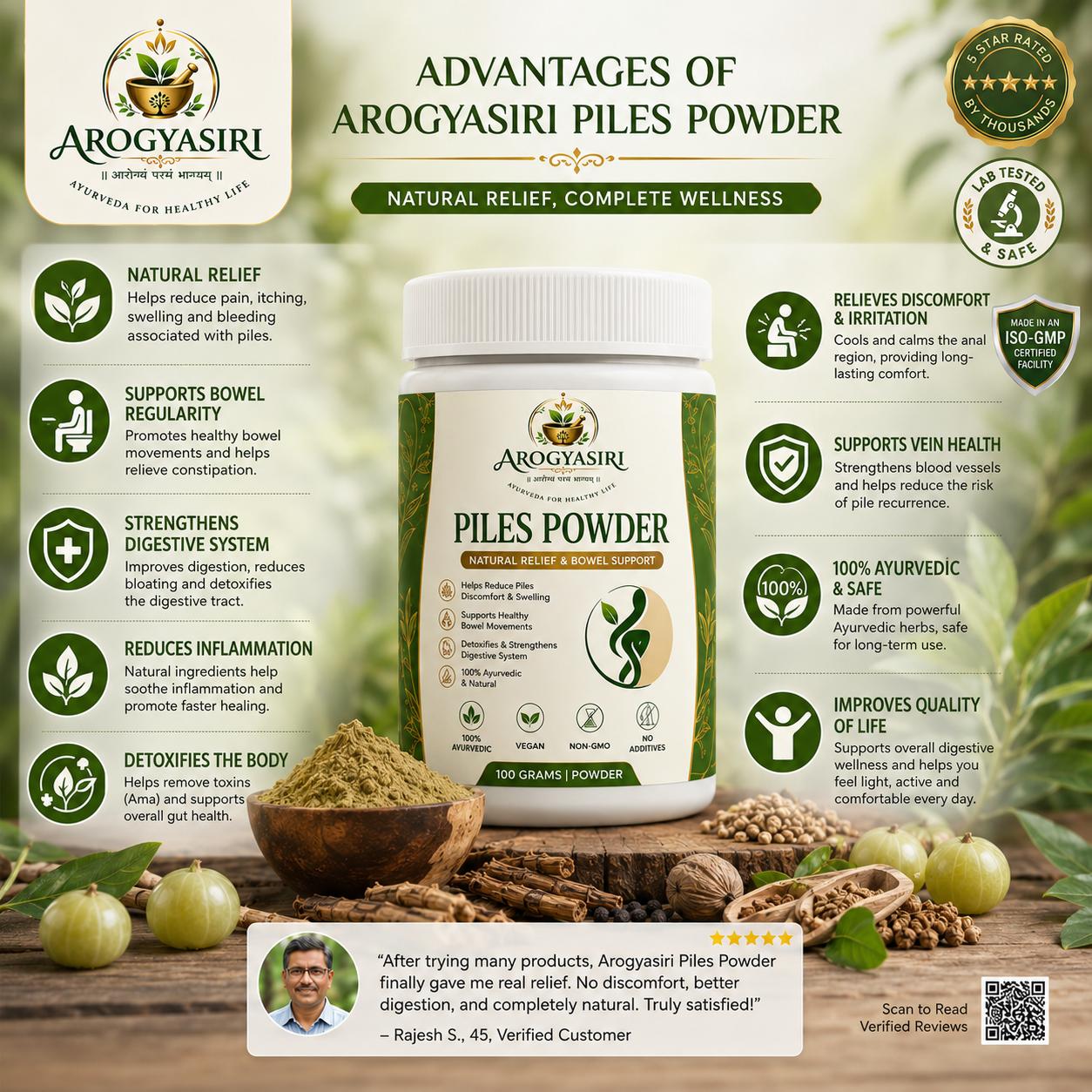 AYURSIRI® PILES RELIEF POWDER-30 DAYS CHALLENGE